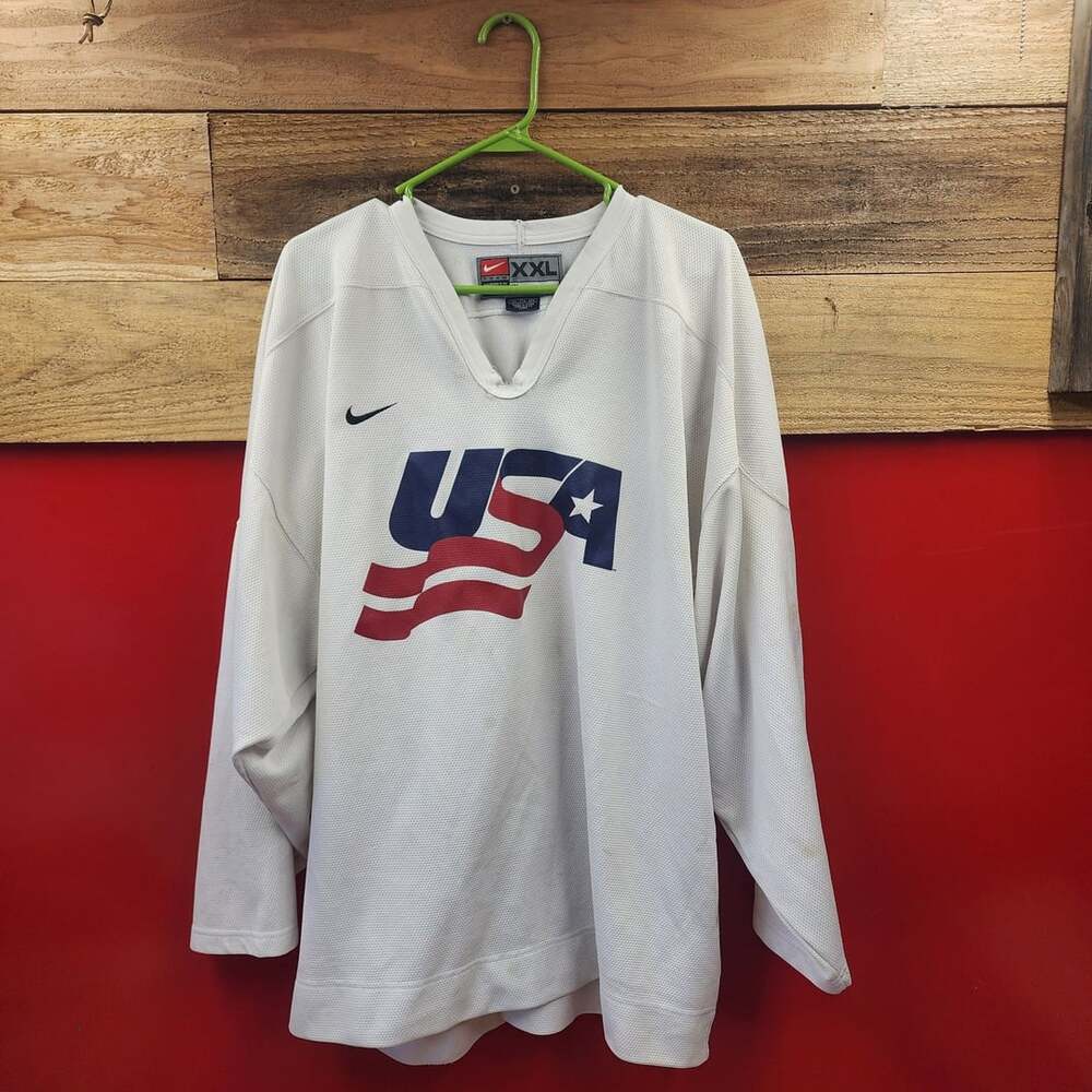 Vintage Nike Team USA Hockey Jersey White Mens XXL